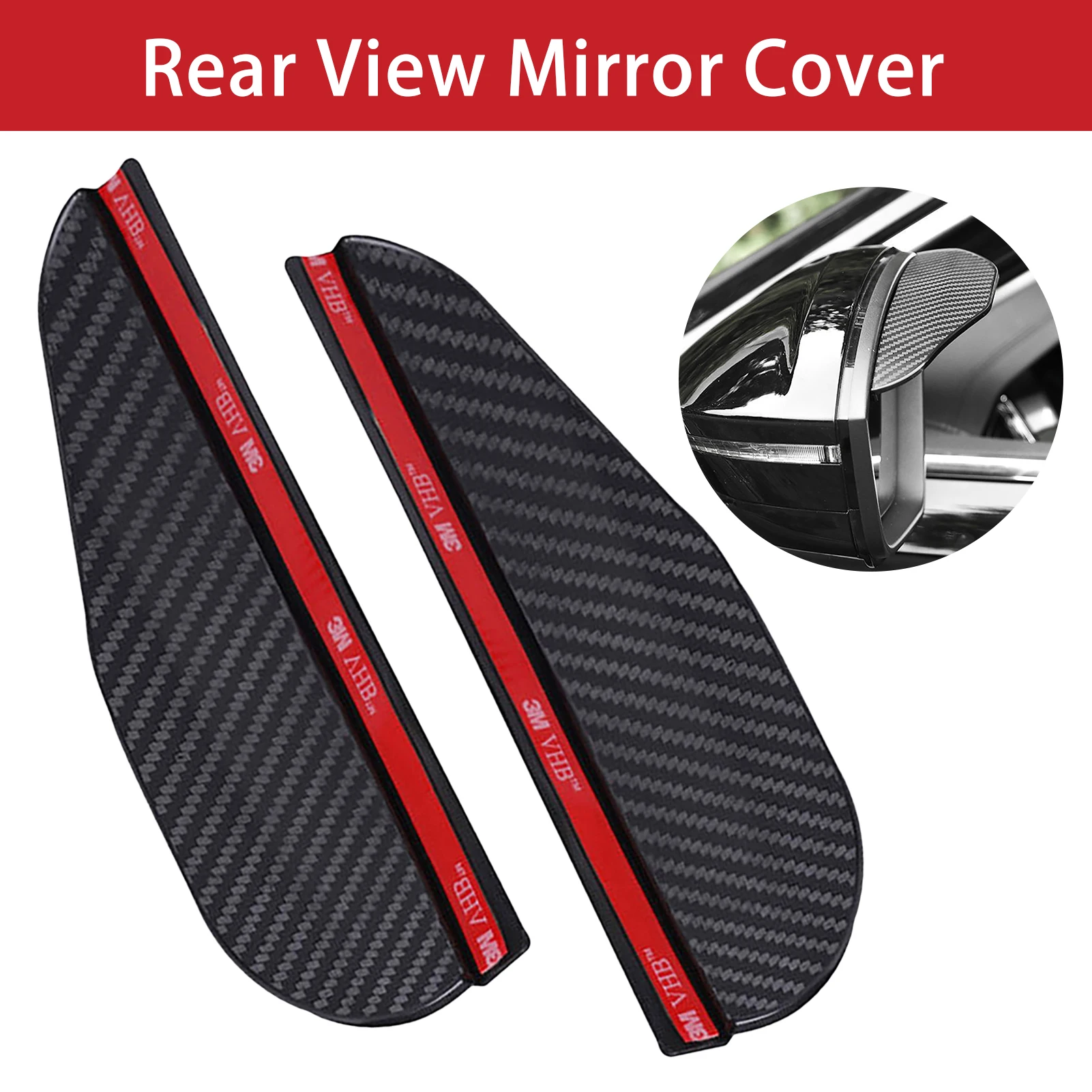 

2Pcs Universal Car Side Rear View Mirror Cover Waterproof Rain Eyebrow Visor Shield Automobile Rearview Protector