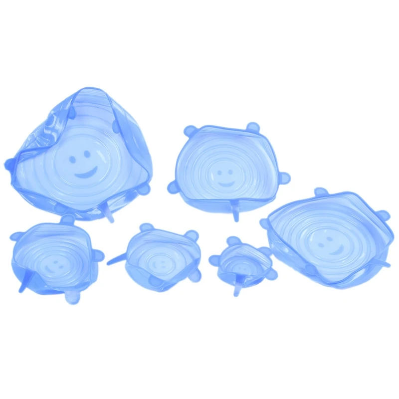 Silicone Stretch Lids 6 Pack Different Size Stretchable Food Covers for Cups Pots Can bowls Dishes Mugs Jars | Дом и сад