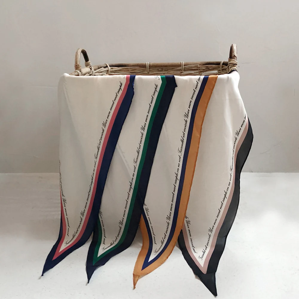 

Silk Scarf For Women Letter chain Printed Handle Bag Ribbons Brand Fashion Head Scarf Small Long Skinny Scarves