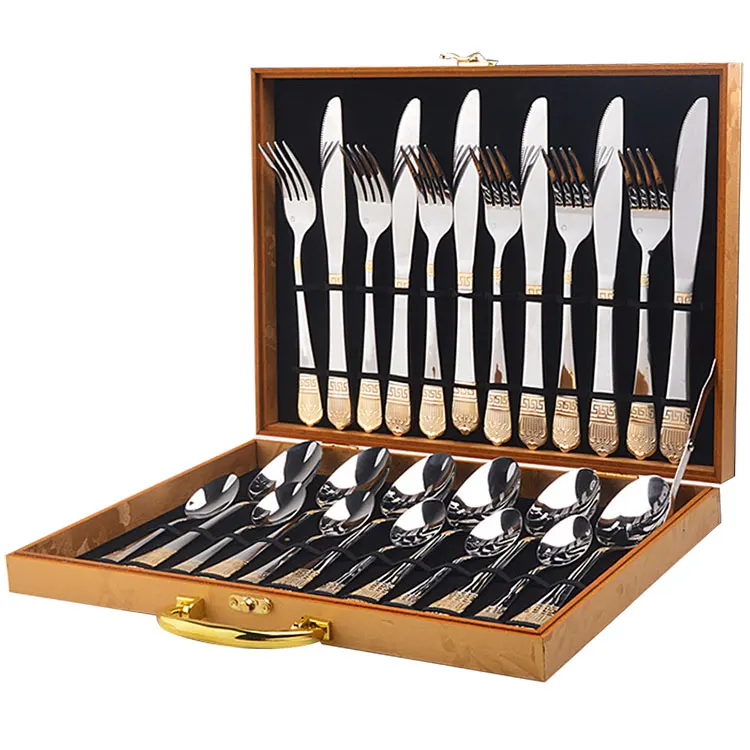 Высокая конец Western Еда набор столовых приборов 304 Нержавеющая сталь посуды