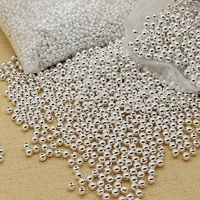 10 40pcs real 925 sterling silver round beads spacer beads accessories silver bead for bracelet necklace jewelry making findings