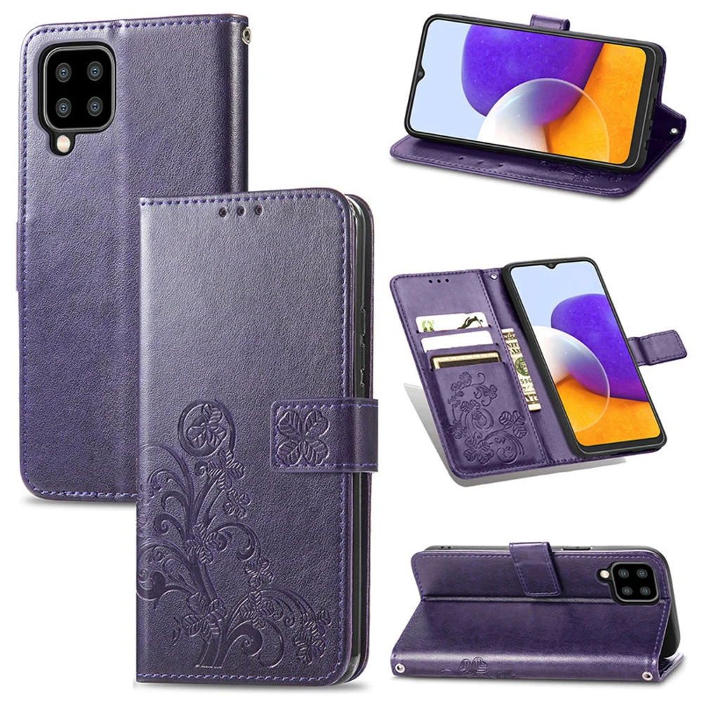 

Флип-чехол для Samsung Galaxy A12 5G, Роскошный чехол-бумажник с тисненым клевером, кожаный чехол для карт для Galaxy A12 Shell A 12 SM-A125F, чехол