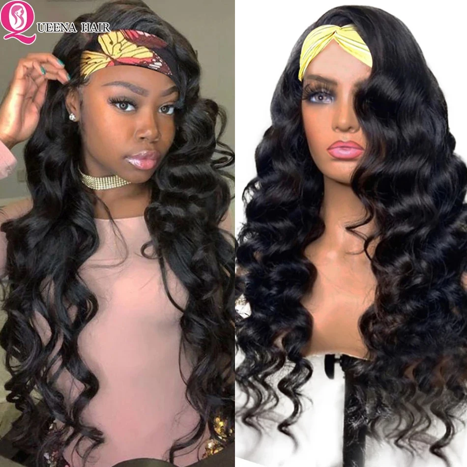 

Loose Deep Wave Wig Headband Wig Human Hair Head Band Wigs For Women Scarf Headband Wigs 30 Inch Brazilian Curly Human Hair Wigs