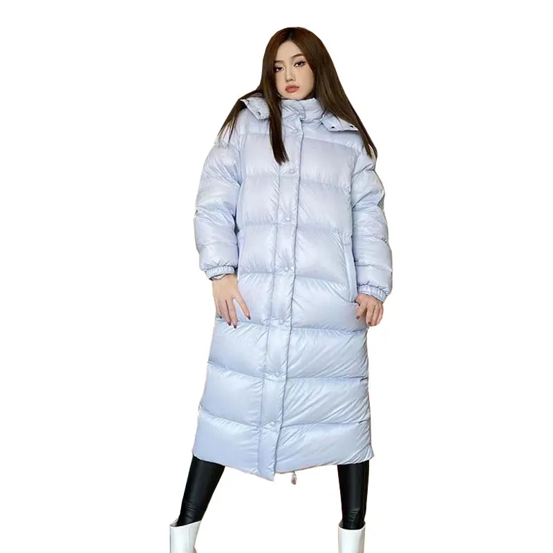 

2021 Winter Women Parkas Long Hooded Warm White Duck Down Jacket Fashion New Casual Loose Oversized Coat Thick Feather Jacket
