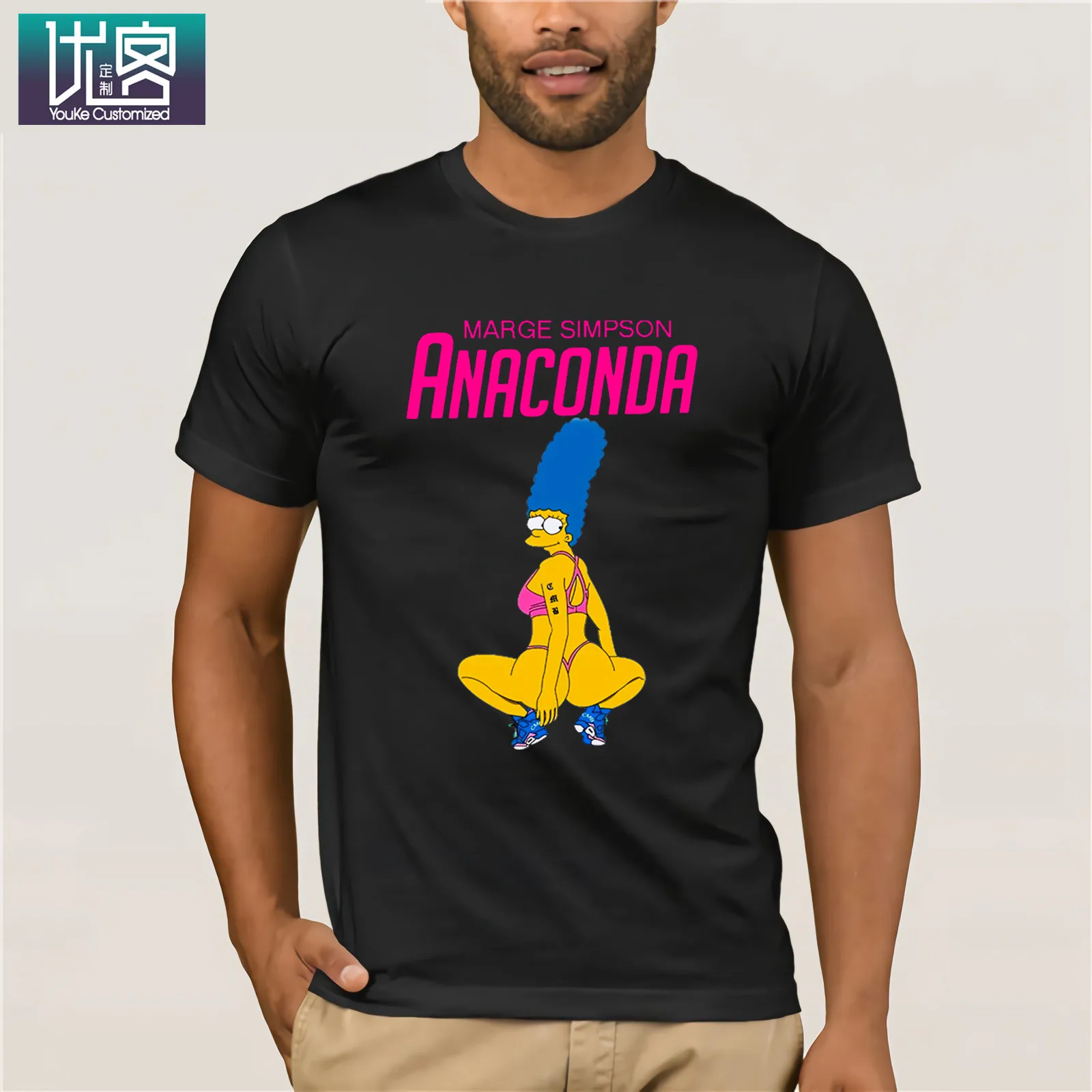 Marge simpson an aconda/футболка популярная футболка футболки с круглым вырезом из 100%
