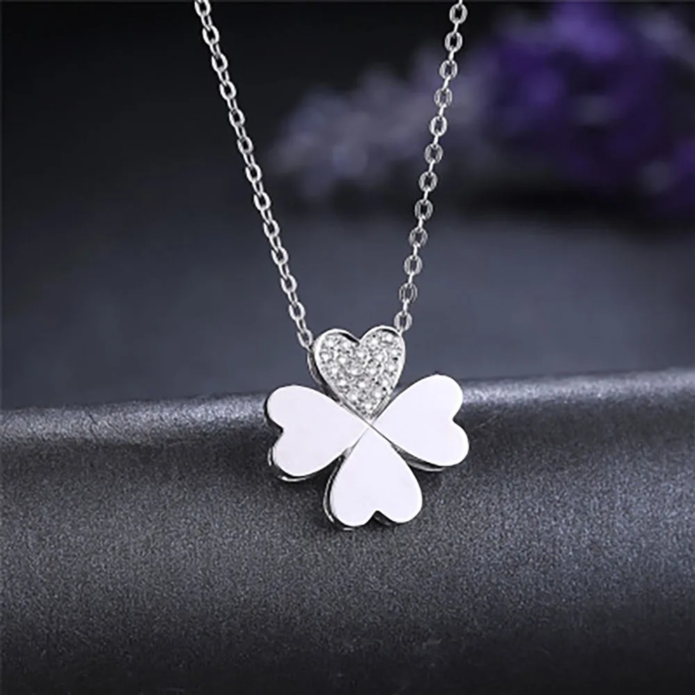 

Charms 100% Sterling Silver Four Leaf Clover High Carbon Diamond Women's Pendant Necklace Birthday Gift Fine Jewelry Wholesale