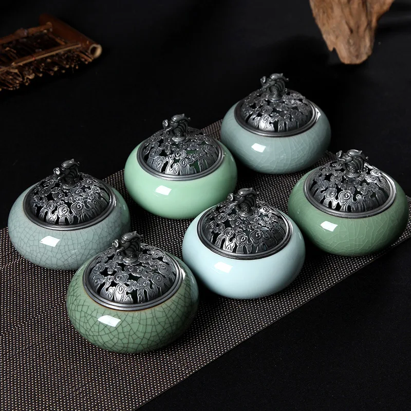 Новое поступление Longquan Celadon буддизм благовония горелка сплав Дракон Крышка