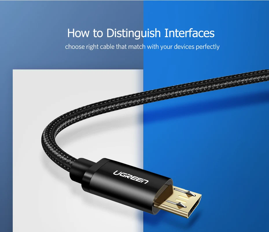 Ugreen Кабель Micro USB 2.4A Кабель для быстрой зарядки данных для Xiaomi Redmi Note Huawei HTC Кабель для зарядки мобильного телефона Кабель Micro USB