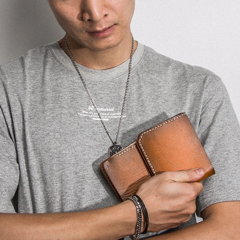 Natural Cowskin Leather Designer Handmade Men Wallet Tanned Retro Fashion Cash Purse Man Holder Luxury Quality Money Clip | Багаж и сумки