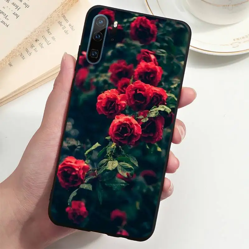 

Red rose floral Phone Case For Huawei P20 P30 P40 lite Pro P Smart 2019 Mate 10 20 Lite Pro Nova 5t
