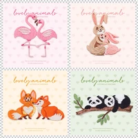 10pcslot fashion couple flamingo embroidery patches for clothing decoration panda rabit fox animal iron heat tansfer cute relax