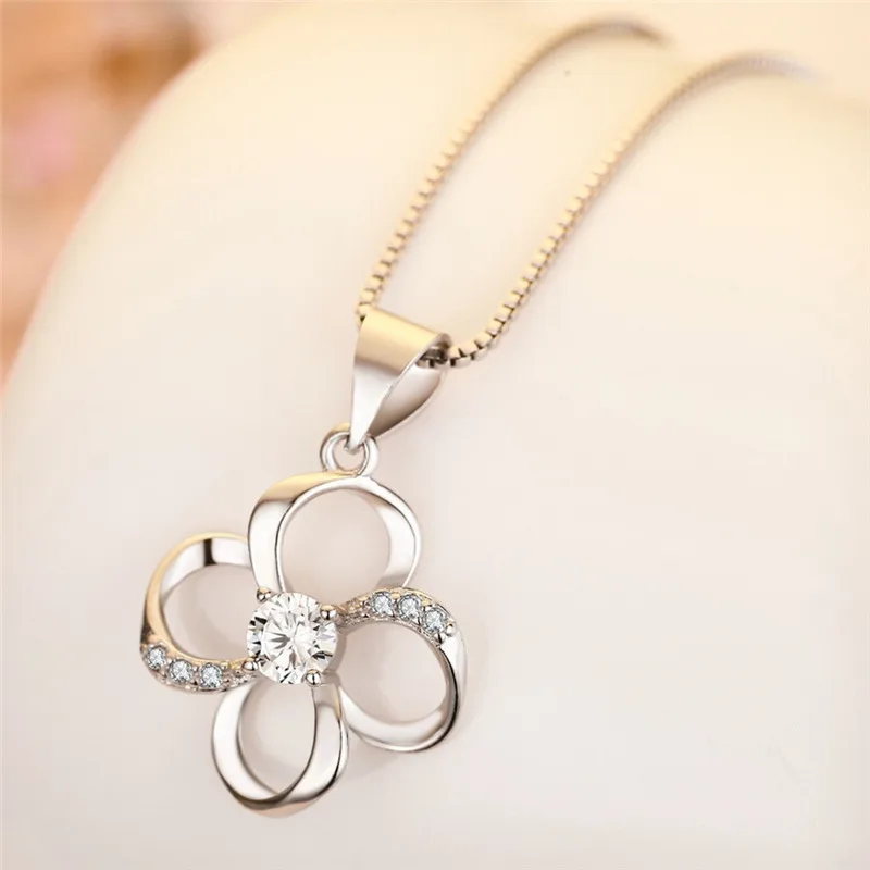 Женское ожерелье с подвеской в виде голубого клевера ювелирное изделие высокого