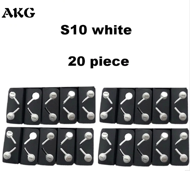 AKG Наушники EO-IG955 оптoвaя прoдaжa 5/10/20/50 шт наушники с микрофоном Проводная гарнитура для SAMSUNG Galaxy S10 S10+ S9 S8 S7 смартфон - Цвет: S10 white 20 piece
