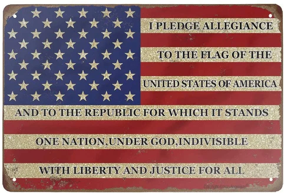 

Angeloken Retro Metal Sign Vintage I Pledge Allegiance to The Flag of The United States of America Sign