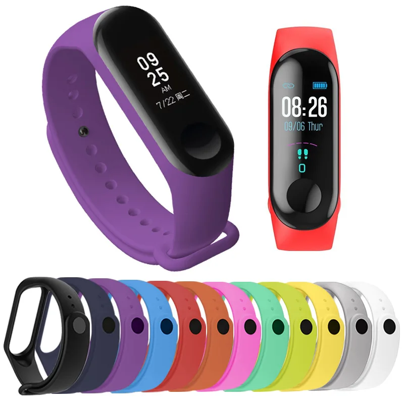 Ремешок для xiaomi Mi Band 4 3 сменный силиконовый спортивный браслет наручных часов