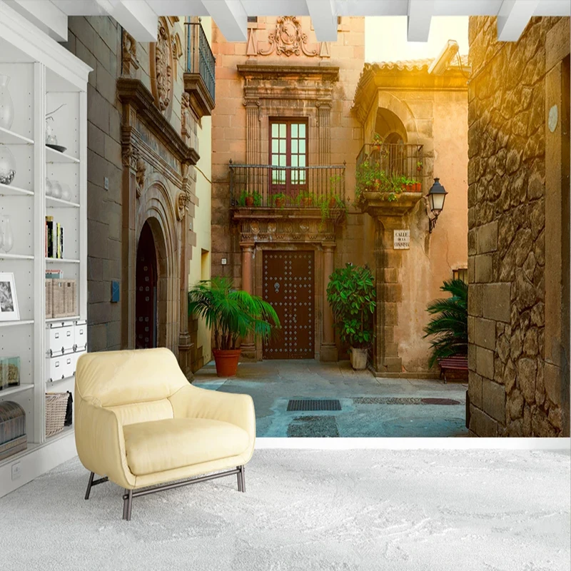 Пользовательские обои 3D Роспись городская архитектура уличный вид Модный