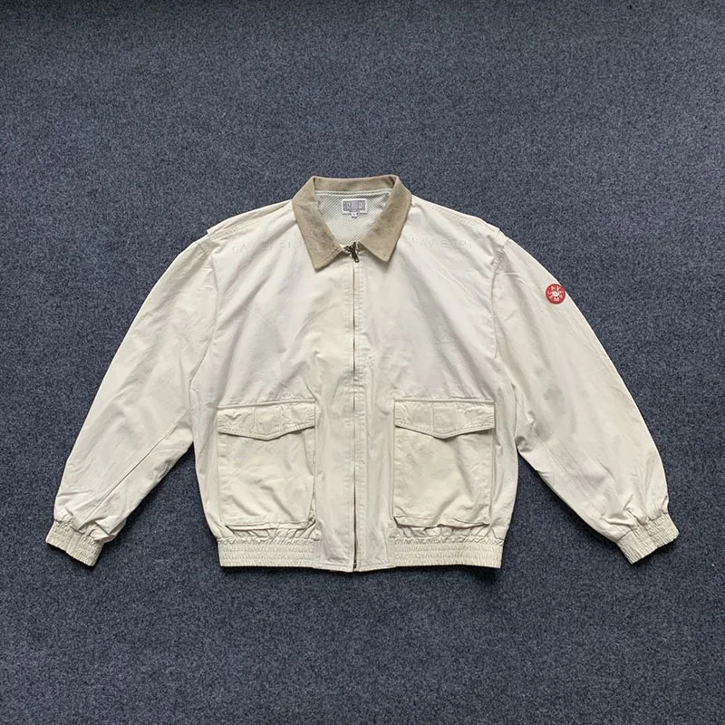 

Куртка CAVEMPT C.E, белая куртка на молнии с лацканами, замшевый меховой воротник для мужчин и женщин, 1:1, высококачественное пальто C.E