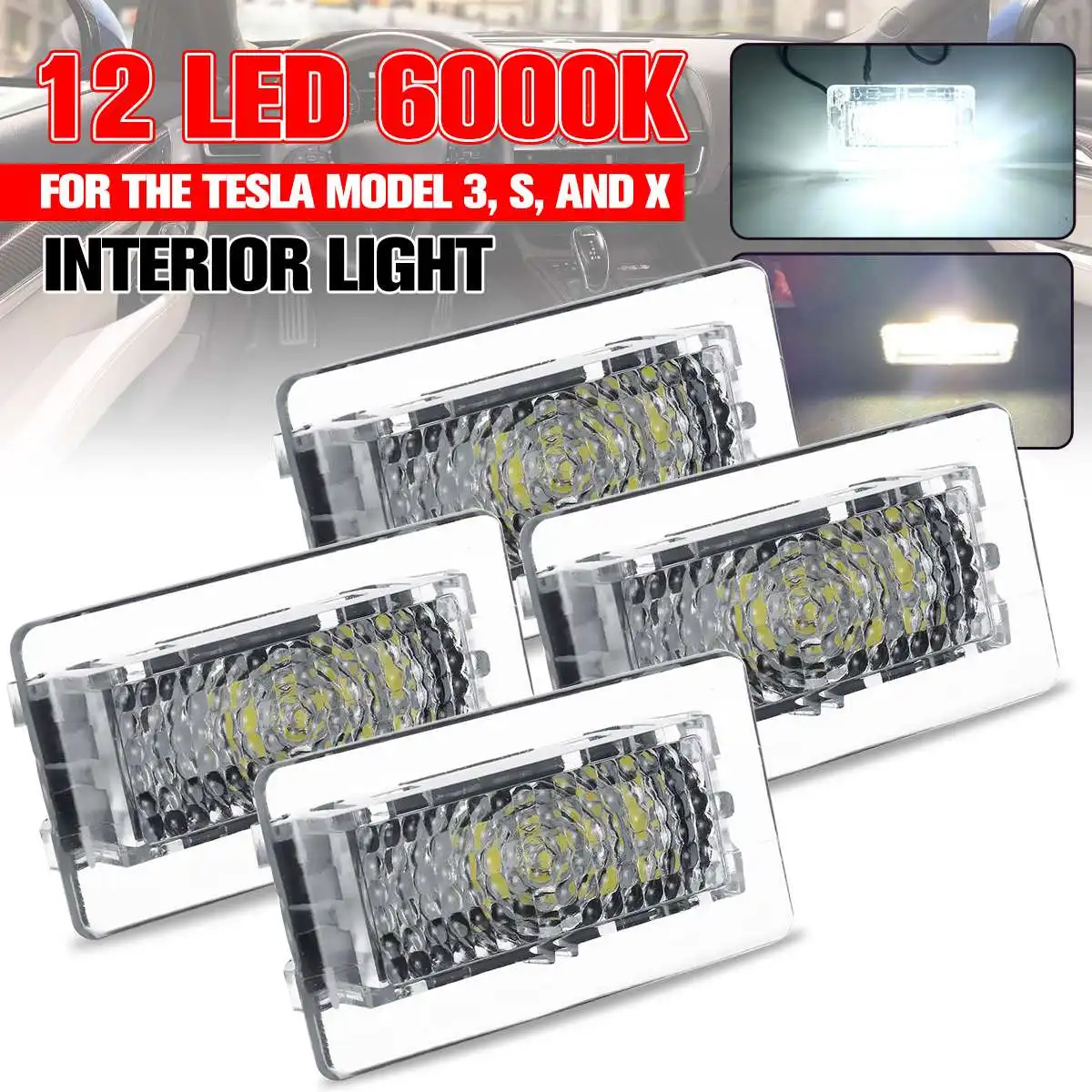 2 шт. Автомобильный светодиодный светильник высокой яркости белого цвета с