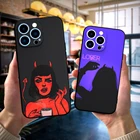 Черный чехол из ТПУ для iphone 5 5s se 2020 6 6s 7 8 plus x 10 XR XS 11 12 13 mini pro MAX, задняя крышка с маленьким дьяволом и эстетичной девушкой