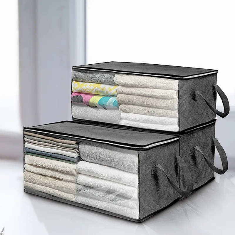 

1/3Pcs Non-Woven Foldable Clothes Tidy Suitcase Home Box Storage Quilt Storage Box Orgainzer Portable Container Packing Bag