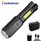Портативный миниатюрсветильник светодиодный фонарик лм, суперъяркий светодиодный фонарь COB, уличный фонарь для кемпинга со встроенным аккумулятором и магнитом на тыльной стороне