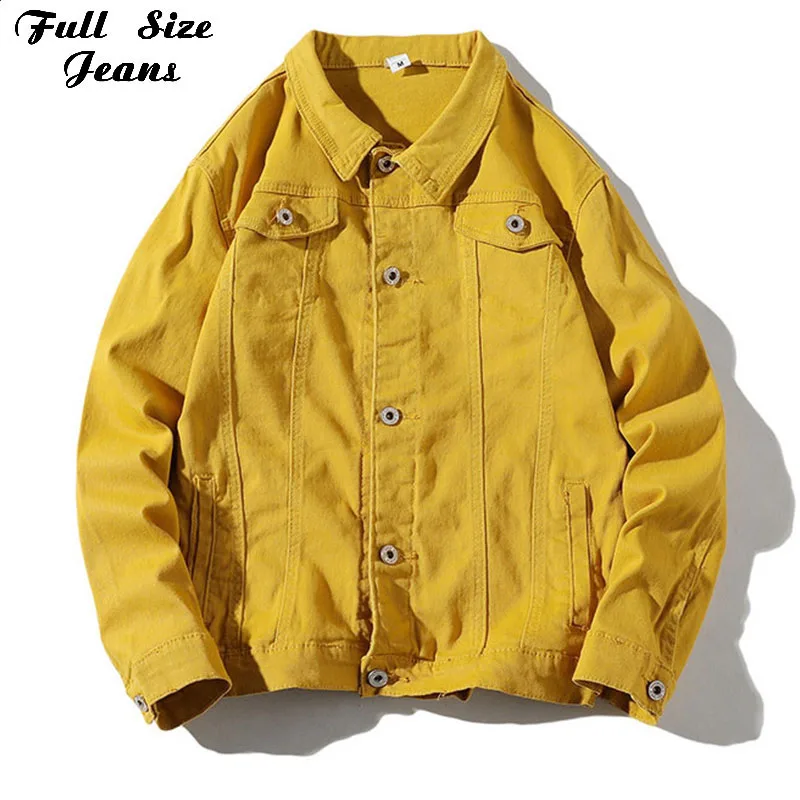 Свободные рваные желтые джинсовые куртки размера плюс Осеннее женское джинсовое