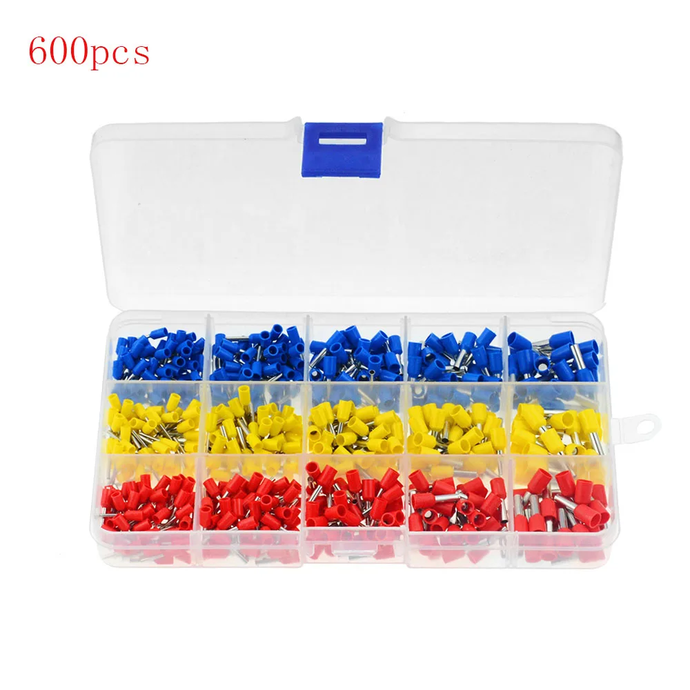 600pcs 400/600/800/1000 штук в штучной упаковке Красочные трубчатый утепленная холодного отжима терминалы Контактный Терминал Наконечники комплект Conjunto De коннектора - Цвет: 600pcs
