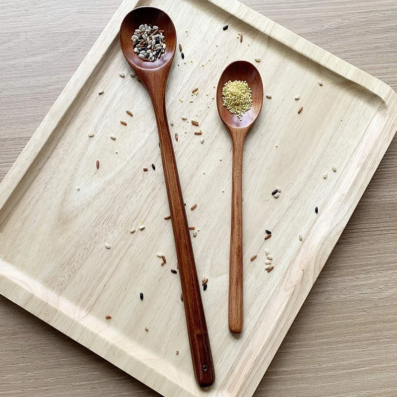 

Cooking Utensils Wooden Spoon, Long Handle Mixing Wooden Spoon 6-Piece Kitchen Utensil Mixing Set