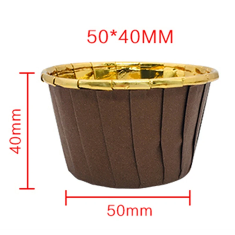 50 шт. Золотой бумажный стакан для маффинов и капкейков маслостойкий лайнер