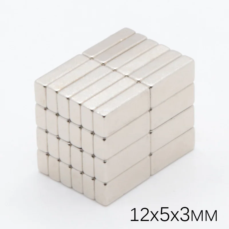 

200Pcs 12x5x3 mm Super Powerful Small Neodymium Magnet Block Permanent N35 NdFeB Strong Cuboid Magnetic Magnets Square magnet