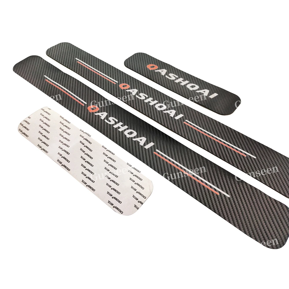 For J11 Car Carbon Fibre Leather PU Protector Sticker Styling Accessories Qashqai Threshold Door Sill Trim 2020 2019 2017 2014 | Автомобили