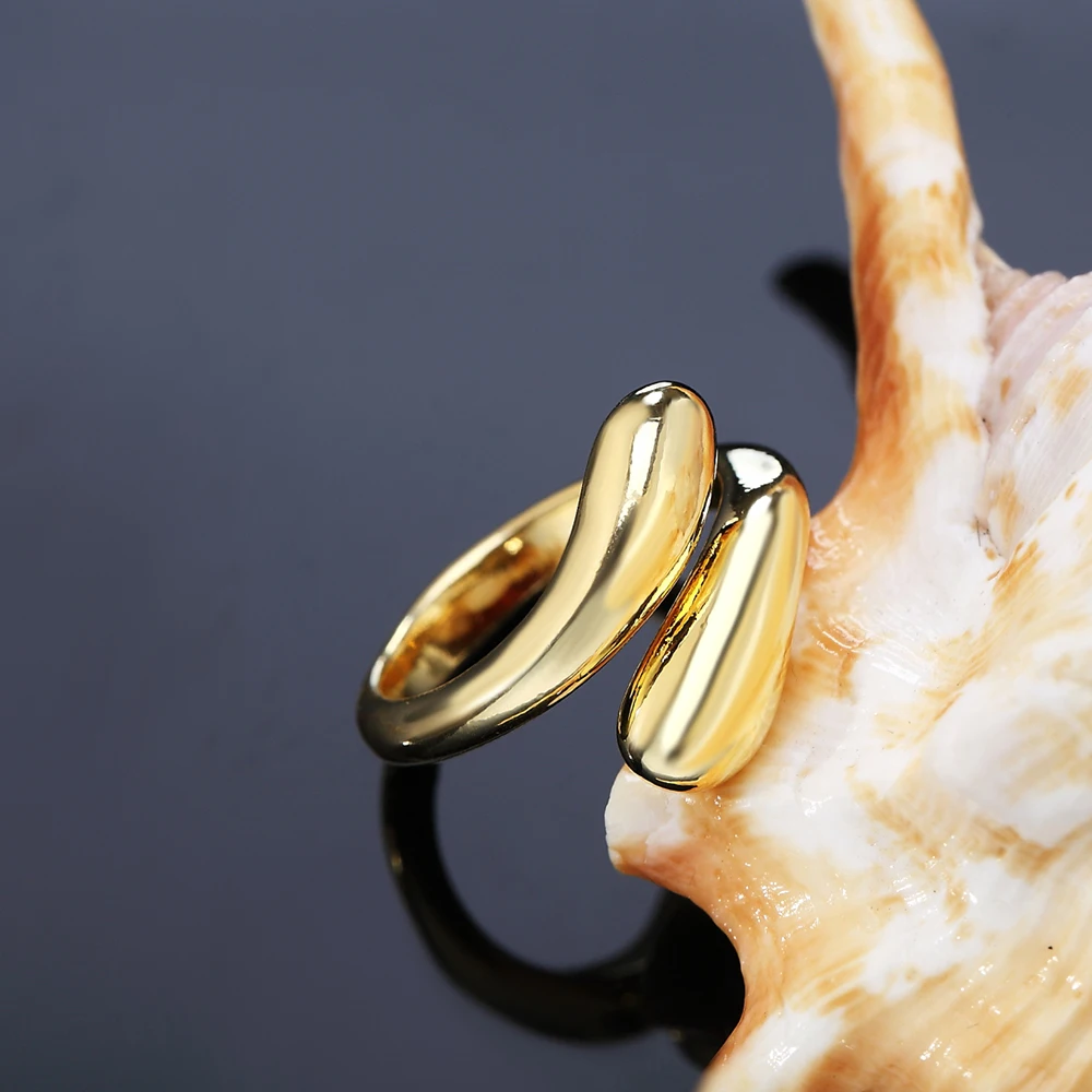 

Hot 18K gold Water droplets Rings charm 925 silver For women adjustable size Fashion party wedding Jewelry Popular Holiday gifts