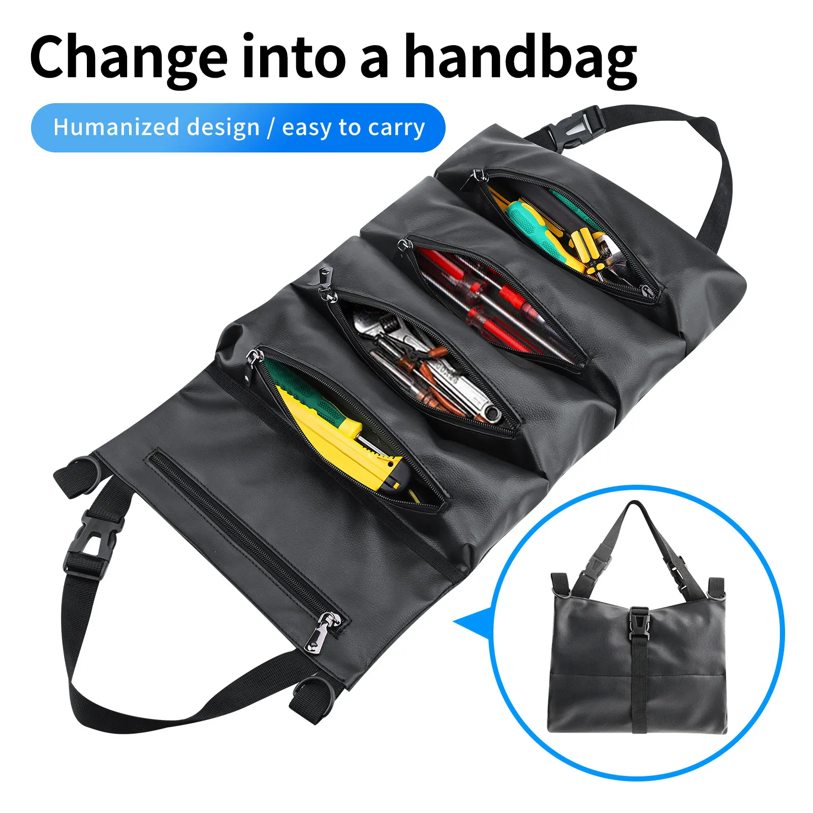 

Tools Bag Roll Up Bag Universal Accessory Leather Multi-Purpose Parts Pouch Replacement