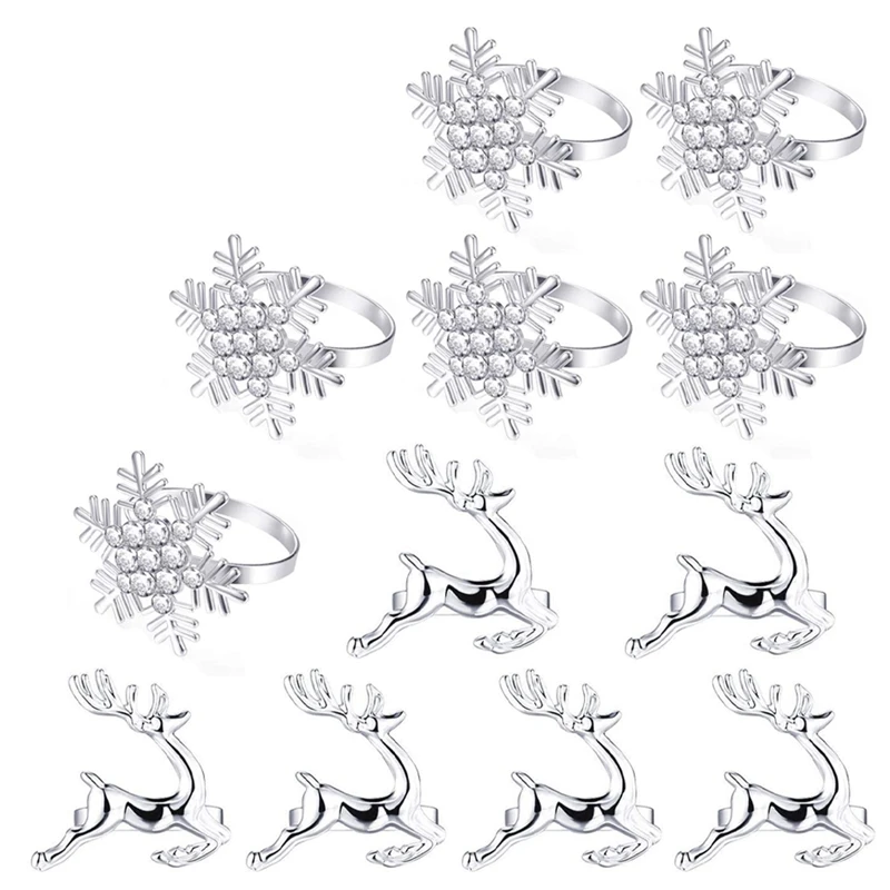 

Рождественские кольца для салфеток набор из 12 штук Стразы Кольца для салфеток со снежинками и бриллиантовые кольца