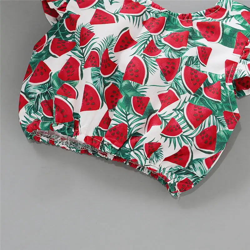 Новинка лета 2020 комплект одежды для маленьких девочек Красная футболка с