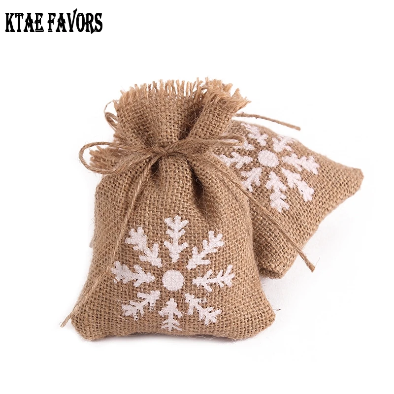 5 шт. винтажный деревенский стиль джут мешковина лен мешок подарочные сумки