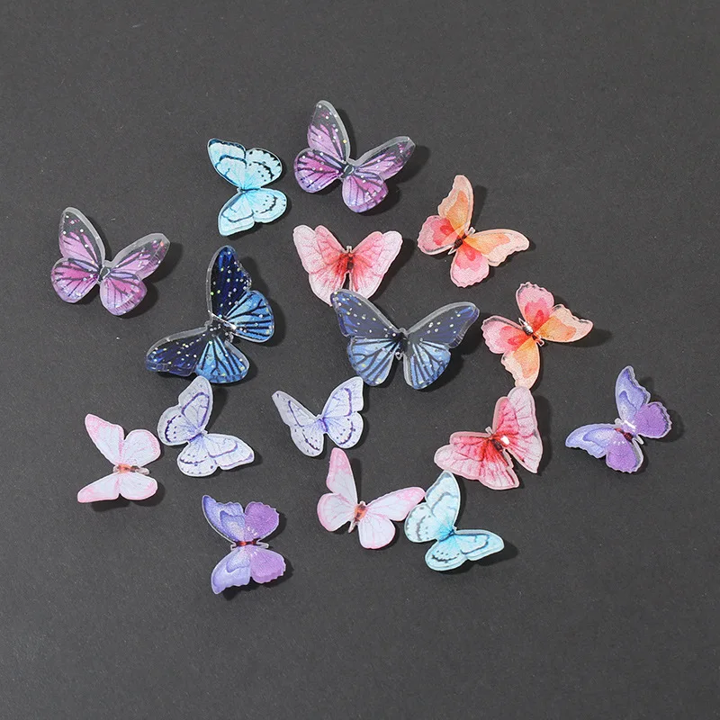 

20Pcs/lot Cartoon Mini Colorful Acrylic Butterfly Resin Cabochon Kawaii Accessories DIY Nail Art Decoration Scrapbooking Crafts
