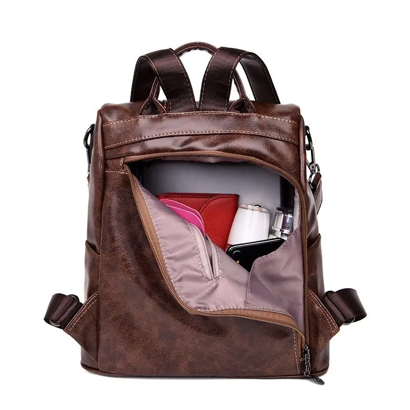

Casual PU Leather Anti Theft Backpack Purse for Women Travel High Quality Waterproof Back Pack Luxury Designer Mochilas Bags