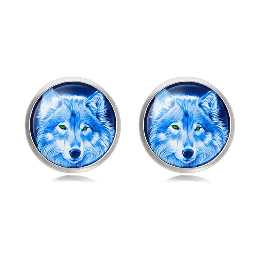 Стимпанк запонки с изображением волков мужские панк черные плетеные ювелирные