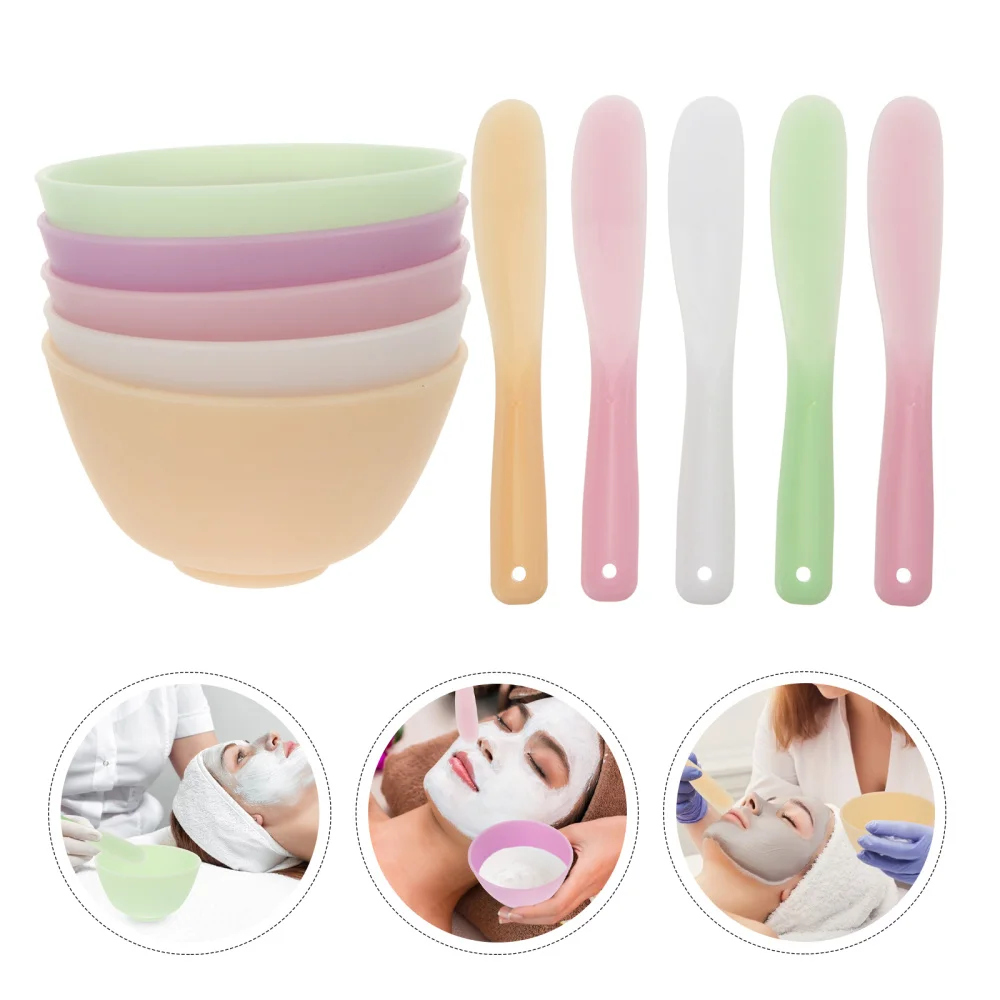 

5pcs Mask DIY Tools Silicone Facial Mask Mixing Bowl and 10pcs Stirring Rod