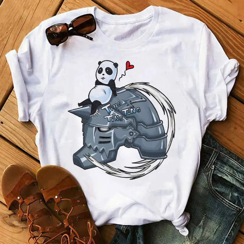 Fullmetal Alchemist T-shirt Female Harajuku Graphic Hip Hop 2020 Fun Japanese Cartoon O-Neck | Женская одежда