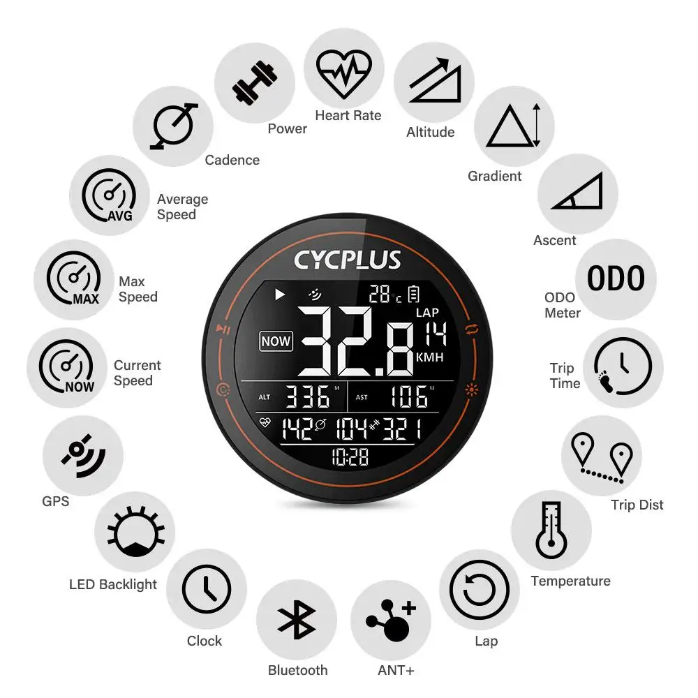 cycplus m2 gps cycle computer support for xoss wireless speedometer ant odometer waterproof bicycle accessories round shape free global shipping