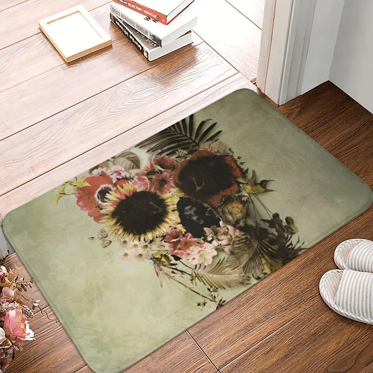 

Garden Skull Light Doormat Carpet Mat Rug Polyester Non-Slip Floor Decor Bath Bathroom Kitchen Balcony 40x60