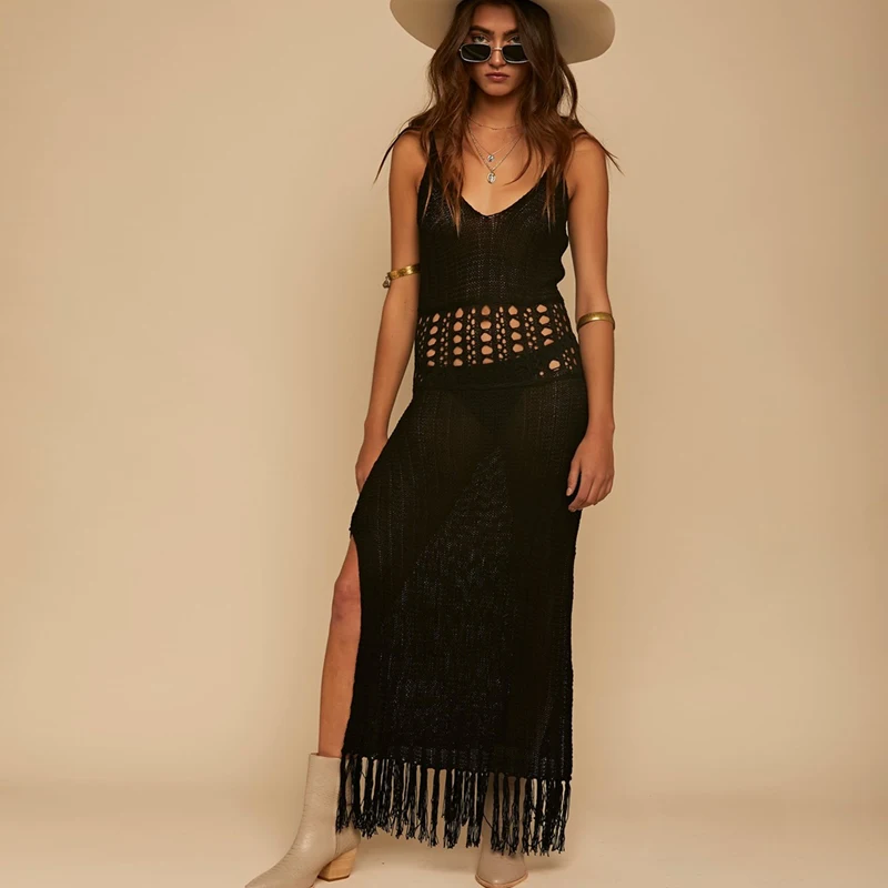 

Slit Dress Women Cut Out Solid Loose Casual Sexy Long Maxi Dress Summer Fall Fashion Party Club Elegant Outfits White Dress