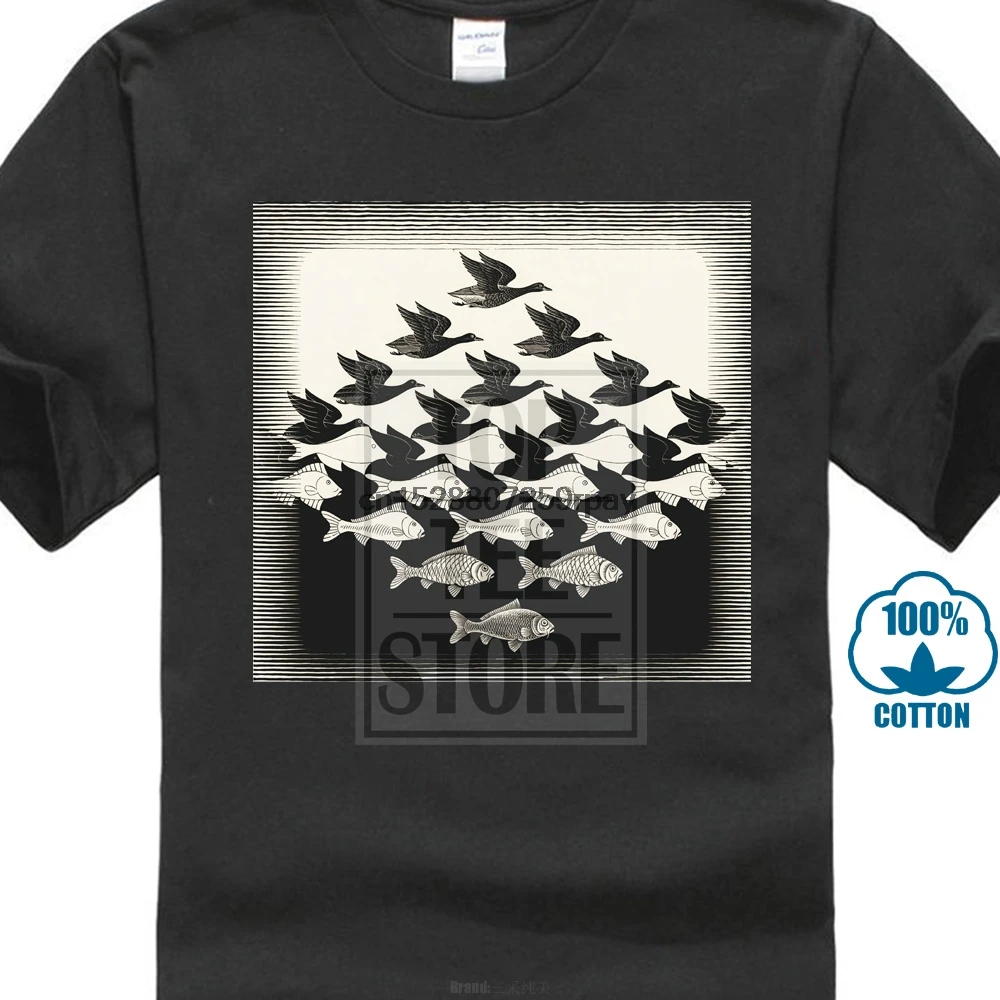 Новая Винтажная футболка M C Escher Sky Water Reprint Mc для мужчин забавные Мужские футболки
