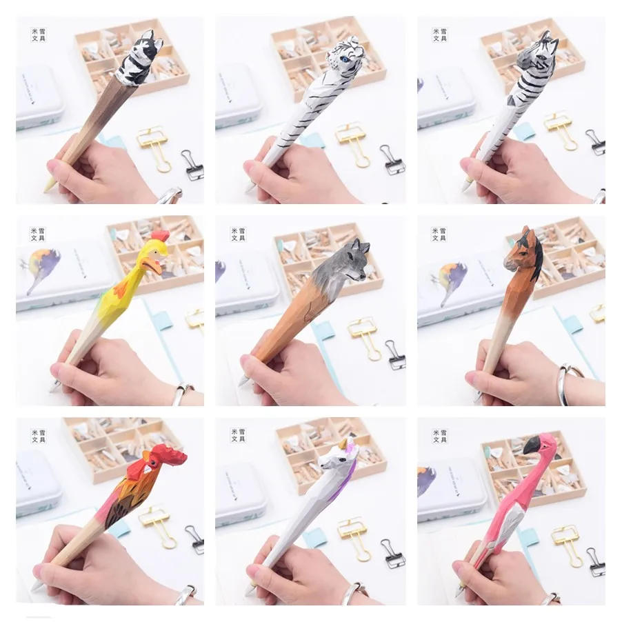 Творческий резьба по дереву гелевая ручка 0 5 мм с черными чернилами милые