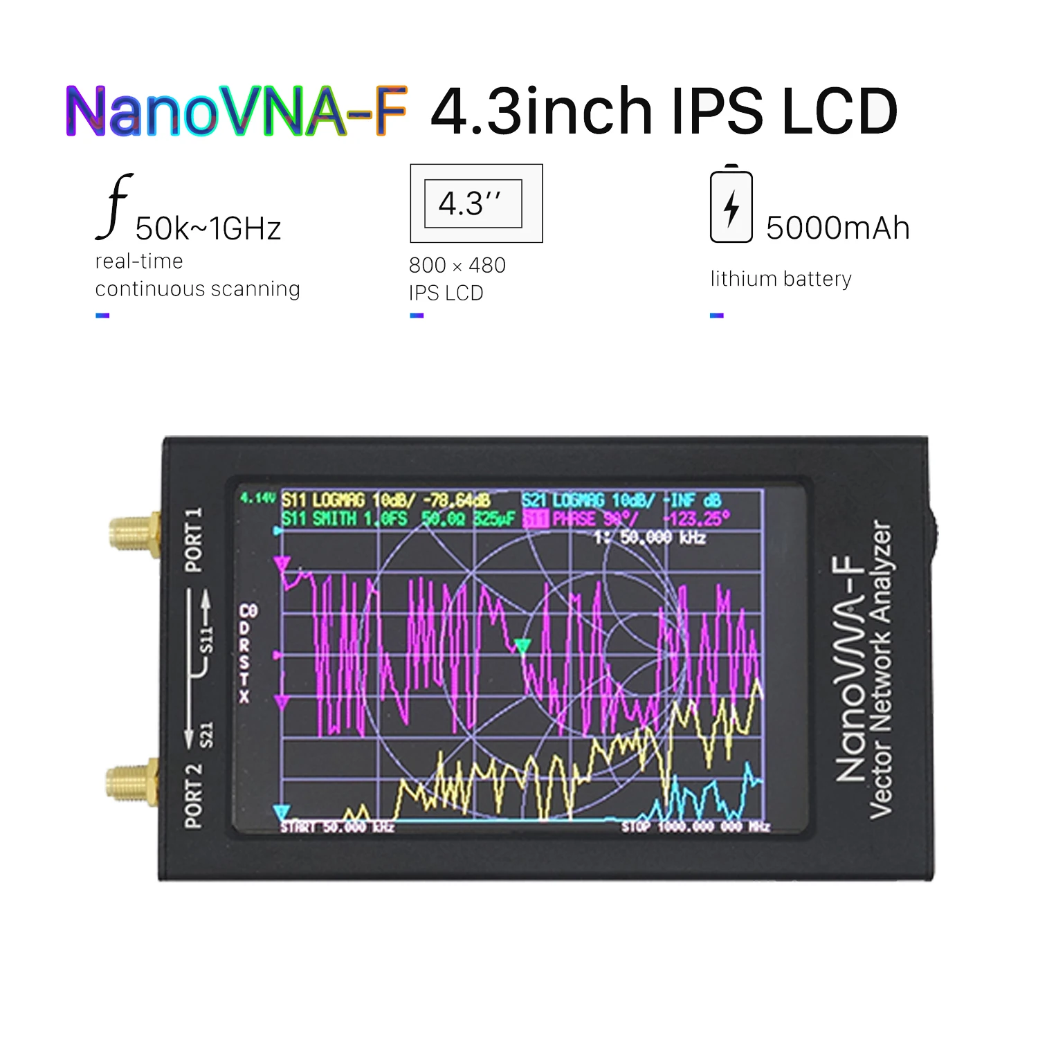 4 3 дюймов NanoVNA вектор сетевой анализатор антенны F VNA HF VHF UHF + IPS ЖК дисплей