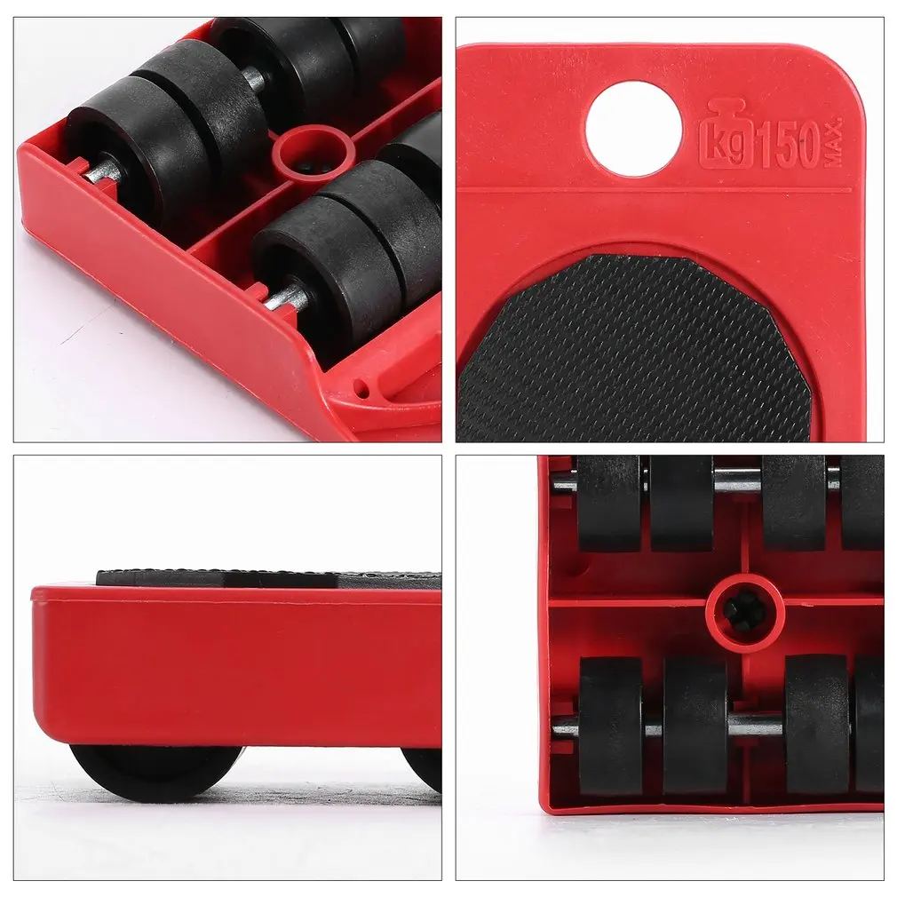 

High Quality 4 Pieces Portable Super Load-bearing Roller Labor-saving Heavy Furniture Roller Moving Tool Carrying Artifacts