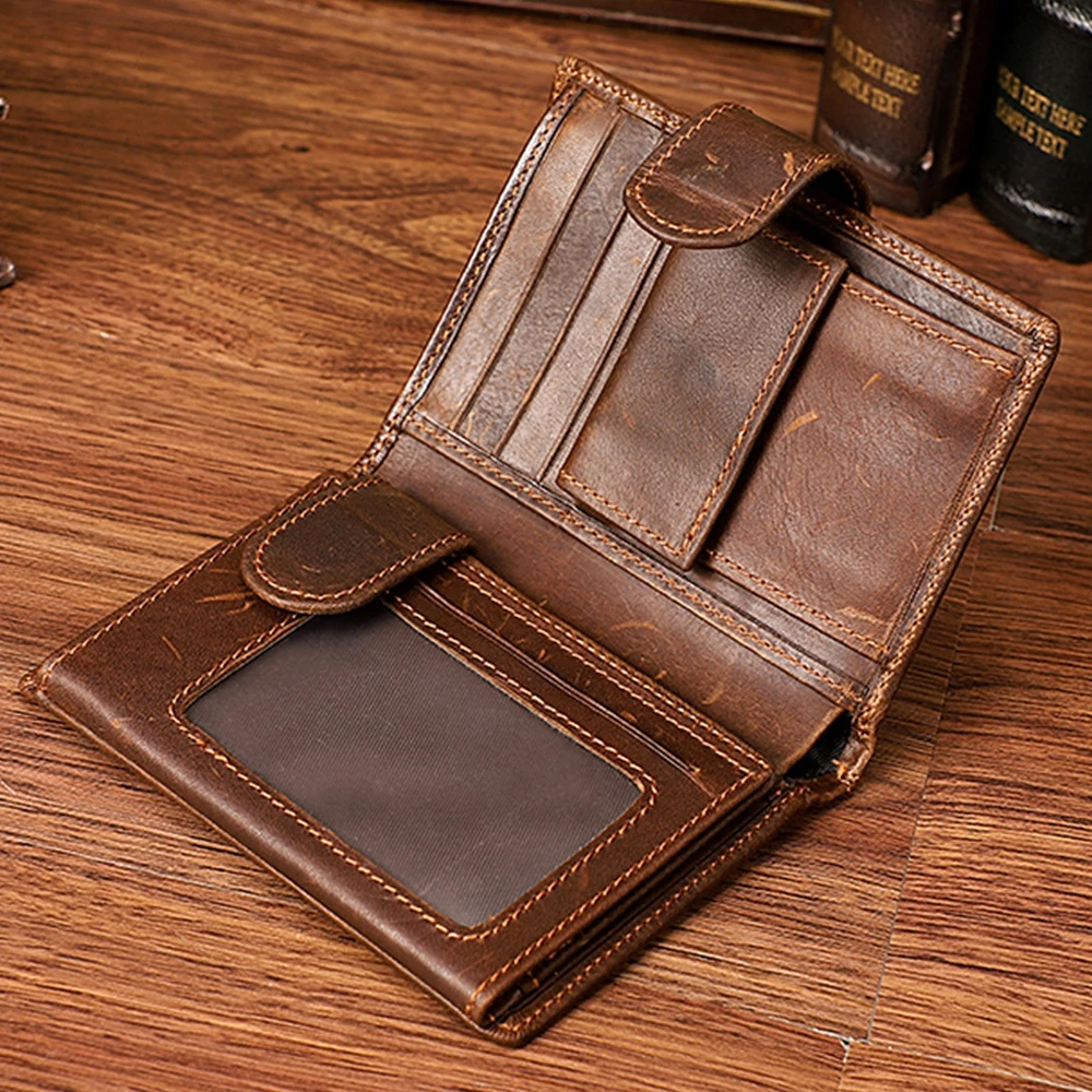Мужской кошелек из натуральной кожи на каждый день в стиле ретро короткий
