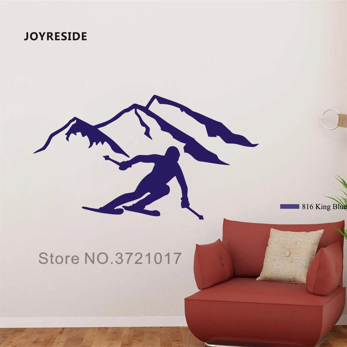 Виниловая наклейка на стену joyestee для катания лыжах экстремальных видов спорта
